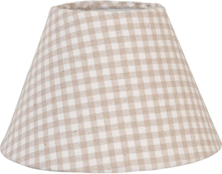 Clayre & Eef Lampenkap Ø 23x15 cm | E27 Beige Katoen Ruit Stoffen