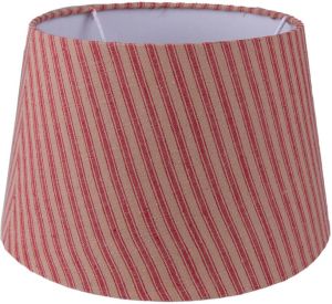 Clayre & Eef Lampenkap Ø 26x16 cm Rood Beige Katoen Strepen Stoffen Lampenkap Rood Stoffen Lampenkap