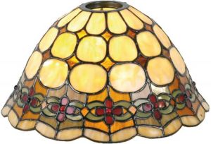Clayre & Eef Lampenkap Tiffany Ø 25x15 cm Beige Rood Glas Driehoek