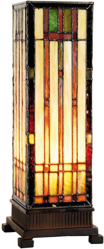 Clayre & Eef Lumilamp Tiffany Tafellamp 12.5*35 Cm E14 max 1*40w Meerkleurig Glas