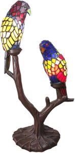 Clayre & Eef Lumilamp Tiffany Tafellamp 50*24*63 Cm Meerkleurig Glas In Lood