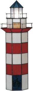 Clayre & Eef Lumilamp Tiffany Tafellamp 5ll-1166 21*56 Cm E14 max 2*25w Rood Glas