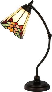 Clayre & Eef Lumilamp Tiffany Tafellamp 5ll-5964 Ø 26*50 Cm Meerkleurig Glas In
