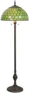 Clayre & Eef Lumilamp Tiffany Vloerlamp Ø 51x165 Cm Groen Glas Staande Lamp Staanlamp Tiffany Lamp Groen Staande Lamp Staanlamp