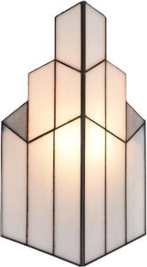 Clayre & Eef Lumilamp Wandlamp Tiffany 36*4*21 Cm E14 max 1*40w Creme Glas Muurlamp Sfeerlamp Tiffany Lamp Creme Muurlamp Sfeerlamp