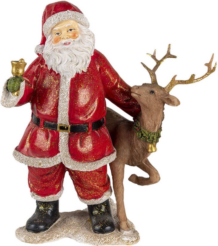 Clayre & Eef Multi Decoratie kerstman met rendier 19*11*20 cm 6PR4722