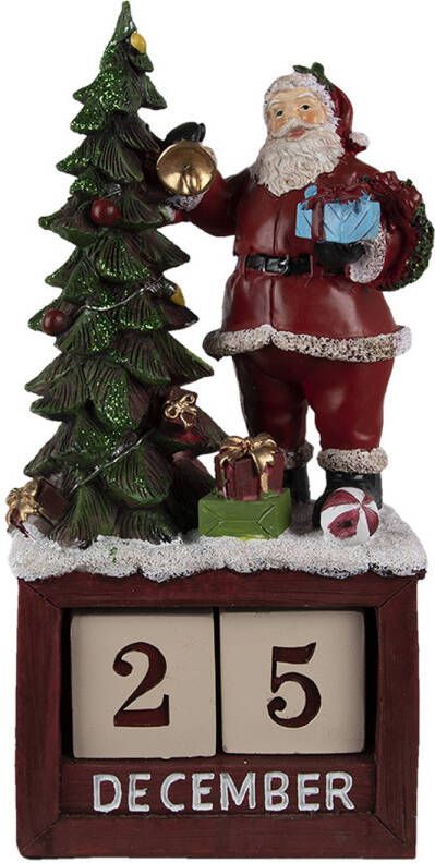 Clayre & Eef Multi Kalender met kerstman en kerstboom 16*10*34 cm 6PR4762