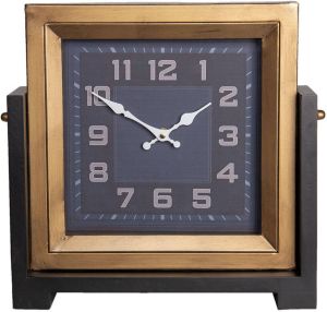 Clayre & Eef Staande klok 34x34 cm Zwart Goudkleurig Hout Metaal