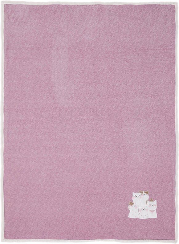 Clayre & Eef Plaid 130x160 cm Roze Polyester Rechthoek Katten Deken Roze Deken
