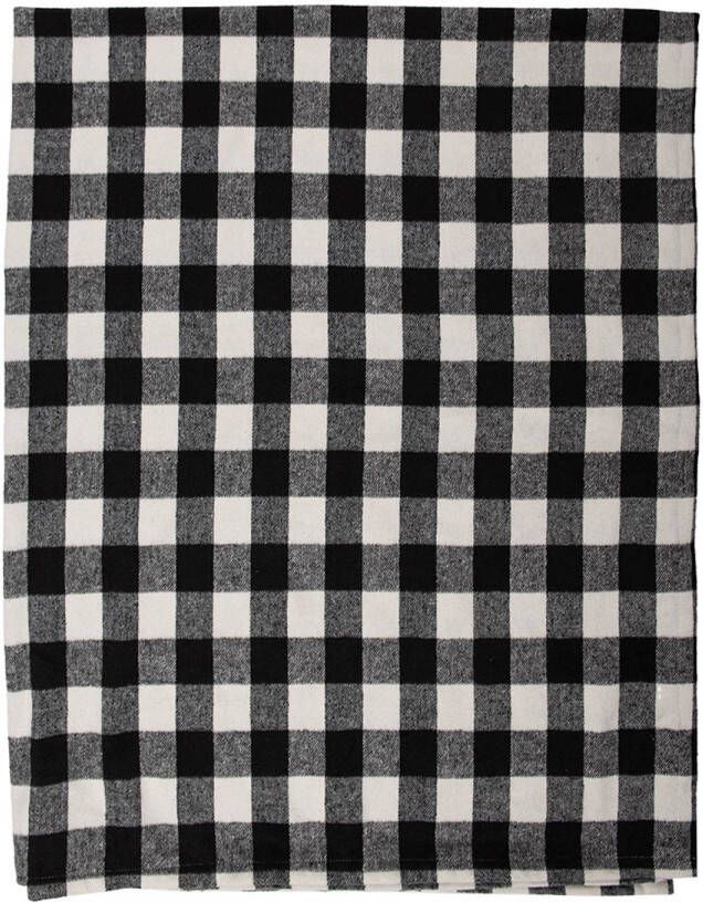 Clayre & Eef Plaid 130x170 cm Zwart Wit Polyester Deken Zwart Deken