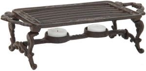 Clayre & Eef Rechaud met Waxinelicht 32*14*9 cm Bruin Ijzer Rechthoek