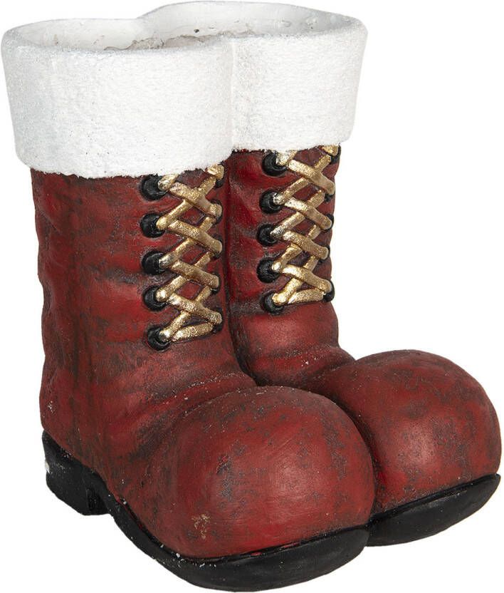 Clayre & Eef Rode Decoratie laarzen kerstman 27*31*34 cm 6PR2996