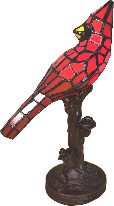 Clayre & Eef Rode Tafellamp Tiffany 15*12*33 cm E14 max 1*25W 5LL-6102R