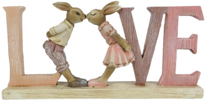 Clayre & Eef Roze Decoratie konijnen 19*3*9 cm 6PR3289