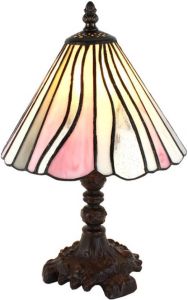Clayre & Eef Roze Tafellamp Tiffany Ø 20*34 Cm E14 max 1*25w 5ll-6193