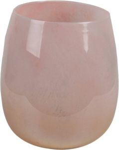 Clayre & Eef Windlicht Ø 14x16 cm Roze Glas Rond Kaarsenhouder