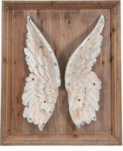 Clayre & Eef Schilderij 70x12x85 Cm Bruin Beige Hout Rechthoek Vleugels Muurdecoratie Wanddecoratie Wandversiering