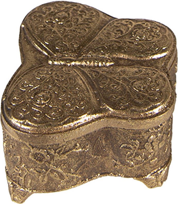 Clayre & Eef Sieradendoos Vlinder 6x5x3 Cm Goudkleurig Kunststof Juwelendoos Sieraden Box Sieradenkist Goudkleurig