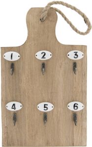 Clayre & Eef Sleutelrekje 21x45 cm Bruin Hout Metaal Rechthoek Sleutelbord Bruin Sleutelbord