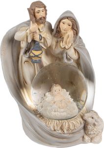 Clayre & Eef Sneeuwbol 11 cm Grijs Polyresin Kerstgroep Grijs Kerstgroep