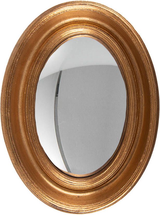 Clayre & Eef Spiegel 24x32 cm Goudkleurig Hout Ovaal Grote Spiegel Goudkleurig Grote Spiegel