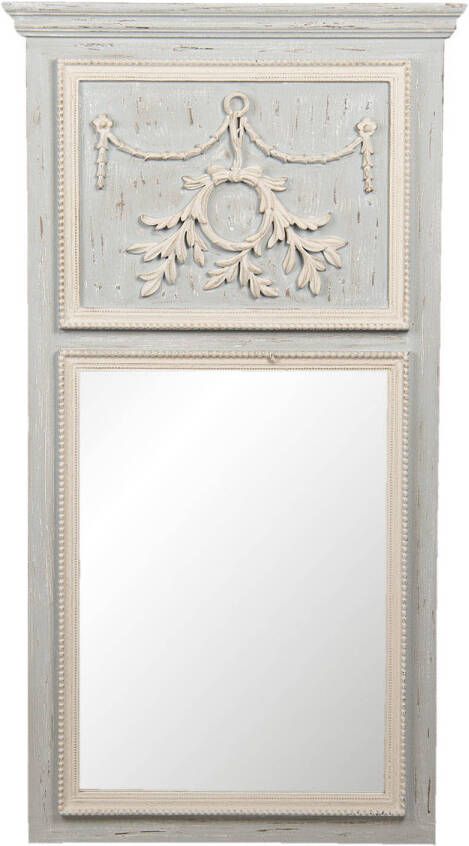 Clayre & Eef Spiegel 65x120 cm Grijs Hout Rechthoek Grote Spiegel Muur
