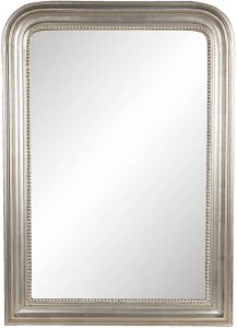 Clayre & Eef Spiegel 76x106 Cm Zilverkleurig Hout Rechthoek Grote Spiegel Wand Spiegel Muur Spiegel Zilverkleurig Grote