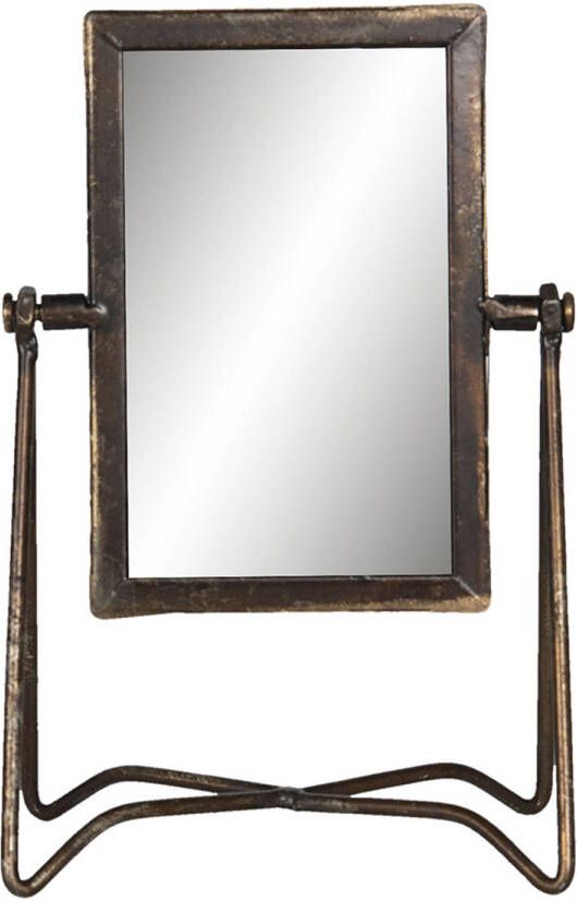 Clayre & Eef Staande Spiegel 15*10*22 cm Beige Metaal glas Tafel