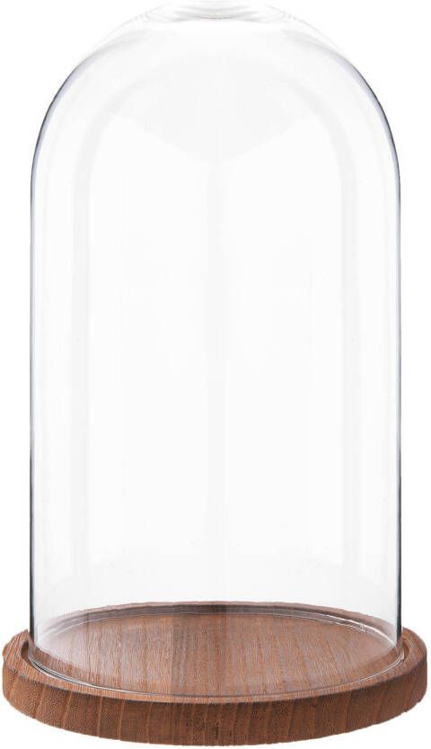 Clayre & Eef Stolp 28 cm Hout Glas Rond Glazen stolp