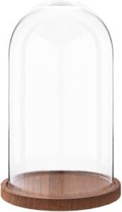 Clayre & Eef Stolp 28 cm Hout Glas Rond Glazen stolp