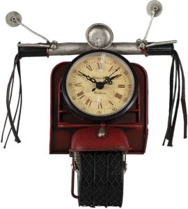 Clayre & Eef Tafelklok Scooter 19*12*25 Cm Rood Ijzer Tafelklokken Binnen Staand Klokje Tafelklokje Rood Tafelklokken