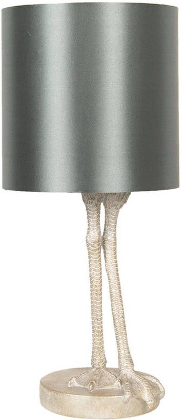 Clayre & Eef Tafellamp Poten Ø 25*56 cm E27 max 1*60W Grijs Kunststof Rond Bureaulamp Nachtlampje Grijs Bureaulamp