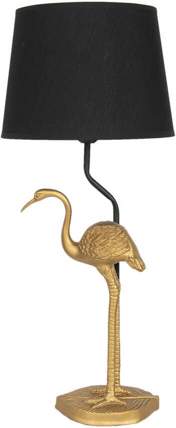 Clayre & Eef Tafellamp Flamingo Ø 25x58 cm Goudkleurig Kunststof Bureaulamp Goudkleurig Bureaulamp