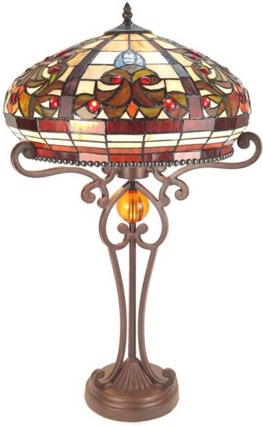Clayre & Eef Tafellamp Tiffany Ø 42*72 cm E27 max 2*60W 5LL-6142