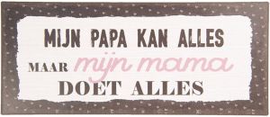 Clayre & Eef Tekstbord 13x30 cm Wit Zwart Metaal Rechthoek Papa Mama Alles Wandbord Wit Wandbord