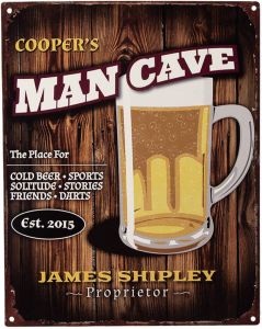 Clayre & Eef Tekstbord 20x25 cm Bruin Ijzer Man cave Wandbord Bruin Wandbord