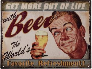 Clayre & Eef Tekstbord 33x25 cm Grijs Beige Ijzer Beer Wandbord Grijs Wandbord
