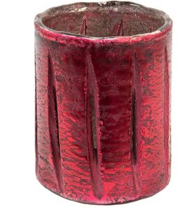 Clayre & Eef Theelichthouder Ø 9x11 Cm Rood Glas Waxinelichthouder Windlichthouder Rood Waxinelichthouder