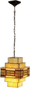 Clayre & Eef Hanglamp Tiffany 30x30x144 cm Geel Metaal Glas Hanglamp