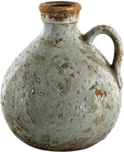 Clayre & Eef Vaas 18x17x20 cm Grijs Groen Keramiek Decoratie Vaas