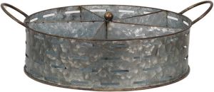 Clayre & Eef Vakkenbak 5 vakken 43x34x15 cm Grijs Metaal Rond Bloempot Houder Grijs Bloempot Houder