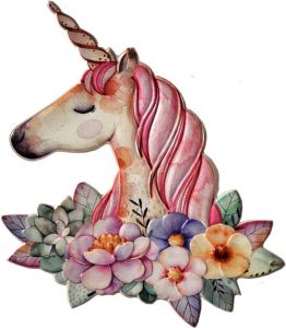 Clayre & Eef Wanddecoratie Eenhoorn 52x53 cm Roze Beige Ijzer Muurdecoratie Wandversiering