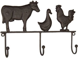Clayre & Eef Wandkapstok 3 haken Dieren 30x5x20 cm Bruin Ijzer Dieren Bruin