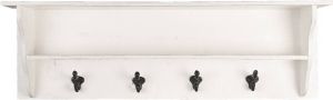 Clayre & Eef Wandkapstok 90*18*29 Cm Wit Hout Decoratieve Kapstok