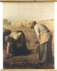 Clayre & Eef Wandkleed 80x100 cm Bruin Beige Hout Textiel Rechthoek Boerderij Wanddoek Wandhanger Wandkaart