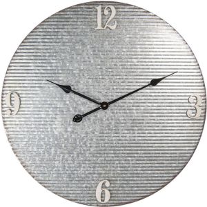 Clayre & Eef Wandklok Ø 60 cm Grijs Metaal Rond Muurklok Grijs Muurklok