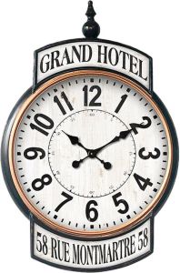 Clayre & Eef Wandklok 62*6*93 Cm Wit Ijzer Grand Hotel Muurklok Hangklok Wit Muurklok Hangklok
