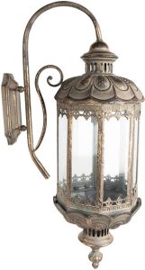 Clayre & Eef Wandlamp 29x23x65 cm Koperkleurig Ijzer Glas Muurlamp Koperkleurig Muurlamp
