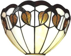 Clayre & Eef Wandlamp Tiffany 31x15x21 cm Wit Glas Muurlamp Sfeerlamp