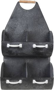 Clayre & Eef Wandrek 35*41*66 Cm Grijs Wit Metaal Muurrek Opbergkast Hangkast Grijs Muurrek Opbergkast
